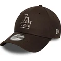 cappellino-curvo-marrone-regolabile-9forty-outline-los-angeles-dodgers-mlb-di-new-era