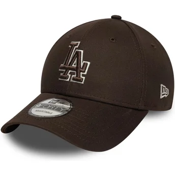 Cappellino visiera curva marrone regolabile 9FORTY Outline di Los Angeles Dodgers MLB di New Era