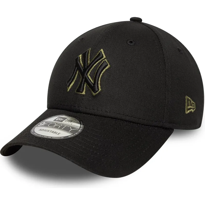 cappellino-curvo-nero-regolabile-con-logo-verde-9forty-outline-di-new-york-yankees-mlb-di-new-era