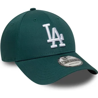 Cappellino con visiera curva verde regolabile 9FORTY League Essential dei Los Angeles Dodgers MLB di New Era