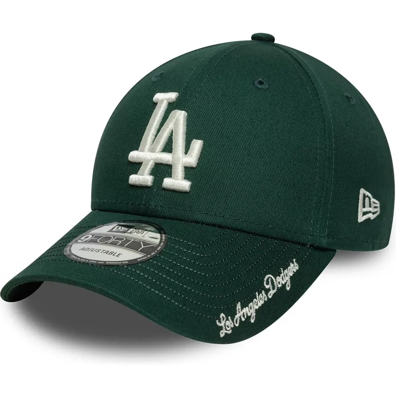 cappellino-con-visiera-curva-verde-regolabile-9forty-visor-script-dei-los-angeles-dodgers-mlb-di-new-era