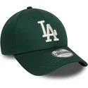 cappellino-con-visiera-curva-verde-regolabile-9forty-visor-script-dei-los-angeles-dodgers-mlb-di-new-era