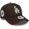 cappellino-visiera-curva-marrone-snapback-9forty-e-frame-side-patch-di-los-angeles-dodgers-mlb-di-new-era