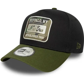 Cappellino curvo nero e verde snapback 9FORTY E Frame Camo Patch di New Era