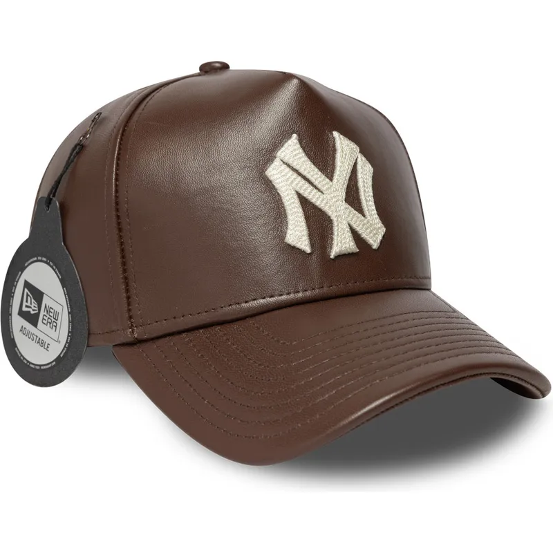 cappellino-curvo-marrone-regolabile-9forty-e-frame-img-leather-di-new-york-yankees-mlb-di-new-era