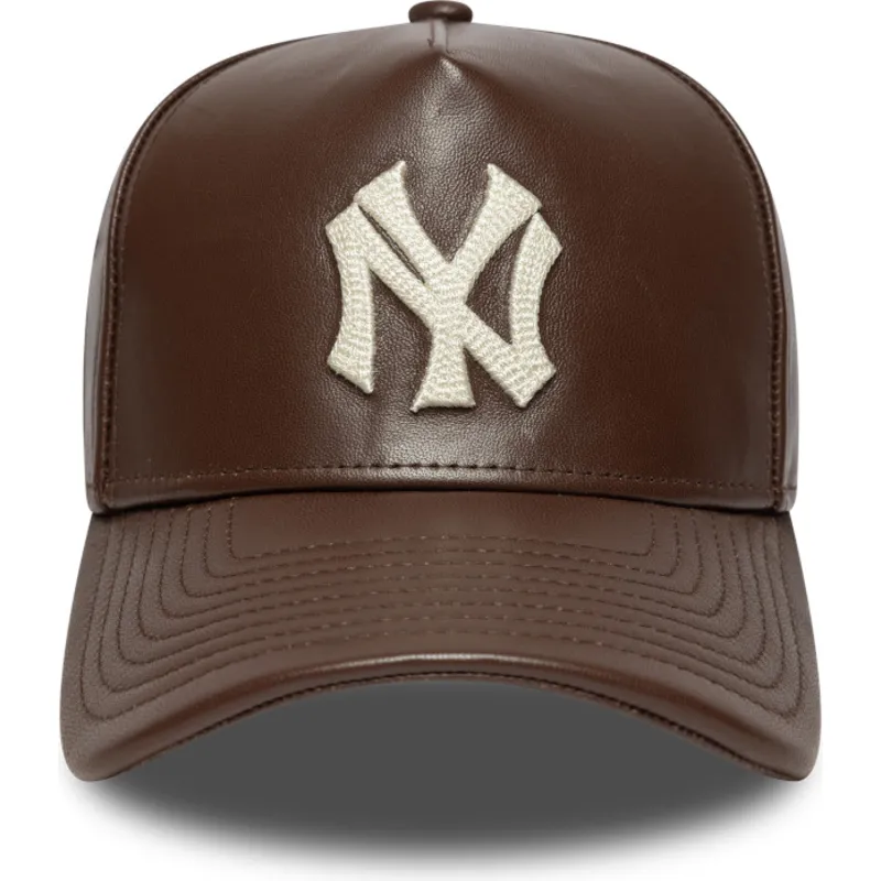 cappellino-curvo-marrone-regolabile-9forty-e-frame-img-leather-di-new-york-yankees-mlb-di-new-era