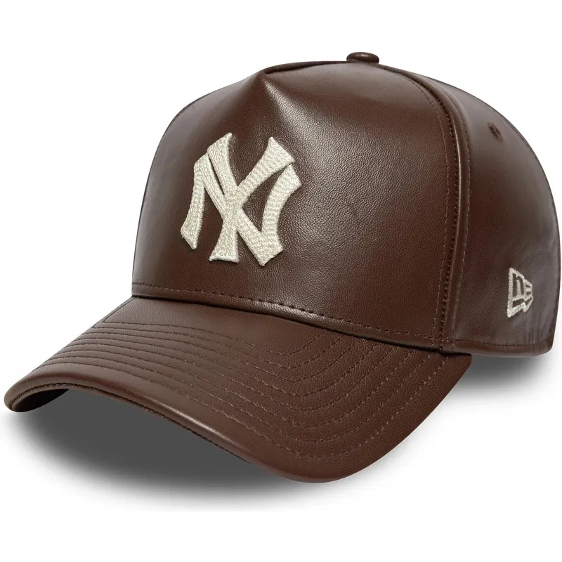 cappellino-curvo-marrone-regolabile-9forty-e-frame-img-leather-di-new-york-yankees-mlb-di-new-era