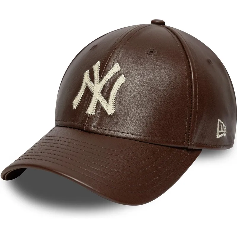 cappellino-curvo-marrone-regolabile-9forty-m-crown-img-leather-di-new-york-yankees-mlb-di-new-era