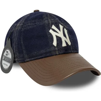 Cappellino curvo blu marino e marrone regolabile 9TWENTY Img Loden Leather di New York Yankees MLB di New Era