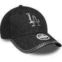 cappellino-curvo-nero-regolabile-da-donna-9forty-sequin-denim-dei-los-angeles-dodgers-mlb-di-new-era