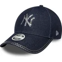 cappellino-curvo-blu-navy-regolabile-da-donna-9forty-sequin-denim-dei-new-york-yankees-mlb-di-new-era
