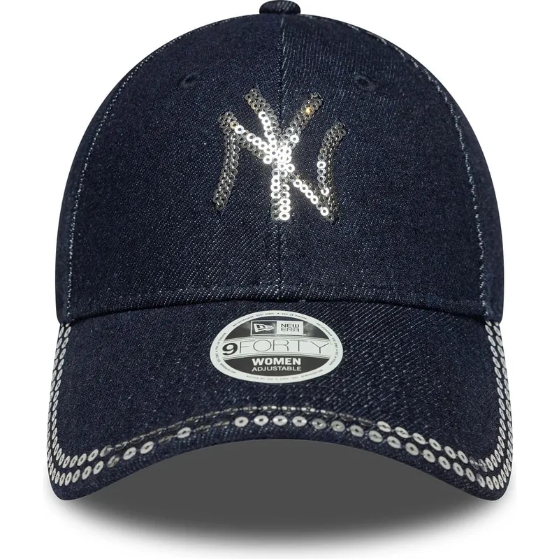 cappellino-con-visiera-curva-blu-marino-regolabile-da-donna-9forty-sequin-denim-dei-new-york-yankees-mlb-di-new-era