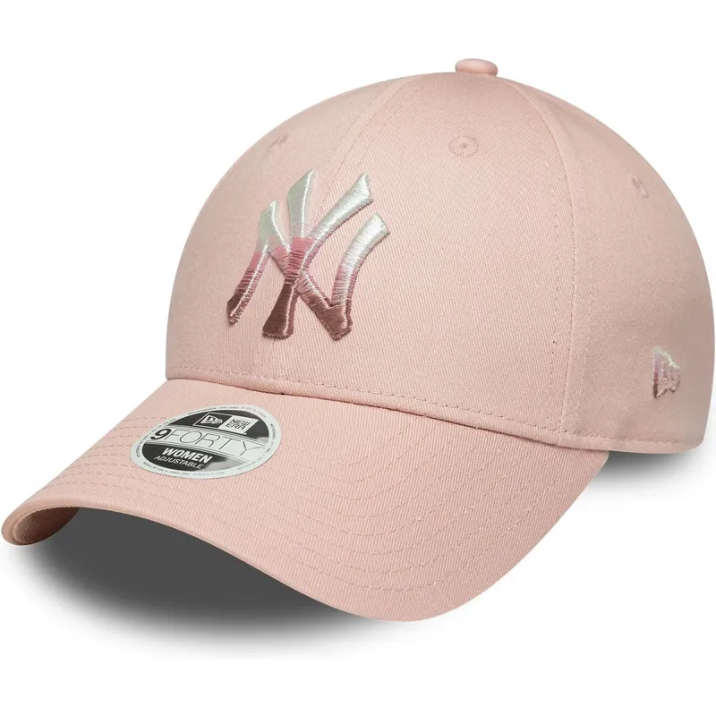 cappellino-curvo-rosa-regolabile-da-donna-9forty-metallic-logo-dei-new-york-yankees-mlb-di-new-era