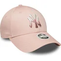 cappellino-curvo-rosa-regolabile-da-donna-9forty-logo-metallico-dei-new-york-yankees-mlb-di-new-era