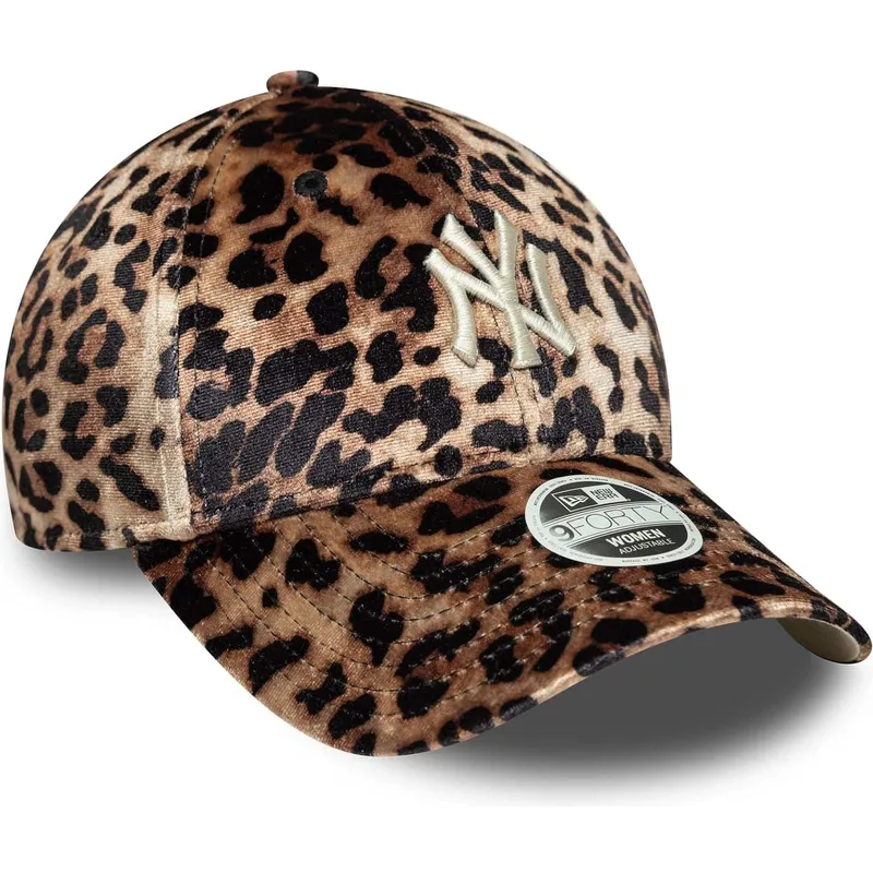 cappellino-curvo-leopardato-regolabile-da-donna-9forty-leo-velour-dei-new-york-yankees-mlb-di-new-era