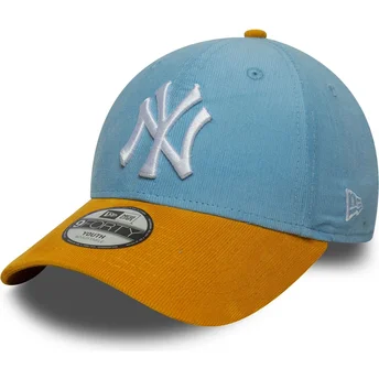 Cappello curvo blu e marrone regolabile per bambino 9FORTY Cord dei New York Yankees MLB di New Era
