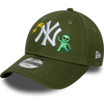 Cappellino curvo verde regolabile per bambino 9FORTY Space Icon dei New York Yankees MLB di New Era