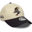 cappellino-curvo-beige-e-blu-navy-regolabile-per-bambino-9twenty-mascot-di-new-era