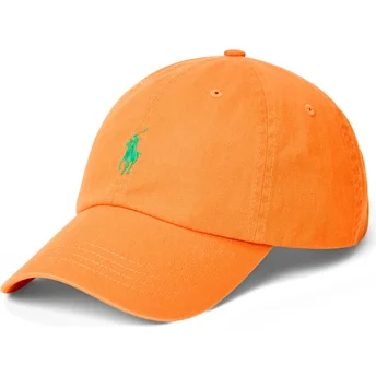 Cappellino curvo arancione regolabile con logo verde Cotton Chino Classic Sport di Polo Ralph Lauren
