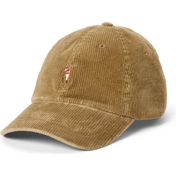 Cappello curvo marrone chiaro regolabile Classic Sport in velluto a coste di Polo Ralph Lauren