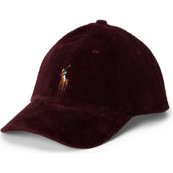 Cappellino curvo granata regolabile Classic Sport Corduroy di Polo Ralph Lauren
