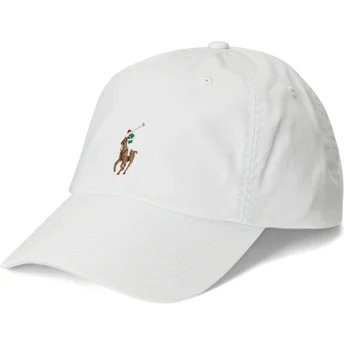 Cappello curvo bianco regolabile Classic Sport Stretch Cotone Twill di Polo Ralph Lauren