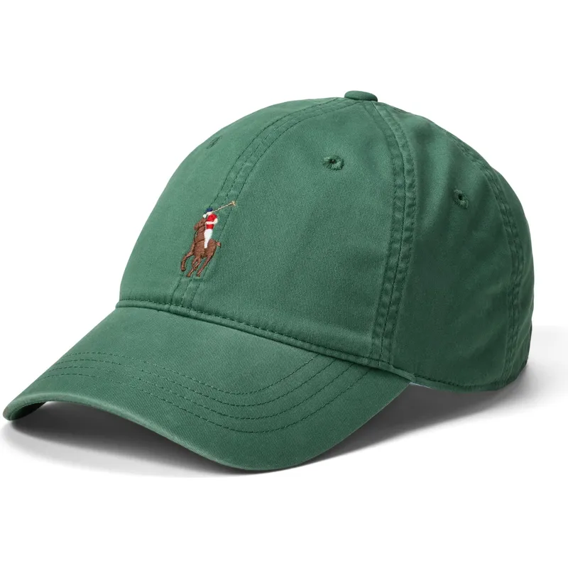 cappello-verde-con-visiera-curva-regolabile-classic-sport-in-cotone-elasticizzato-twill-di-polo-ralph-lauren