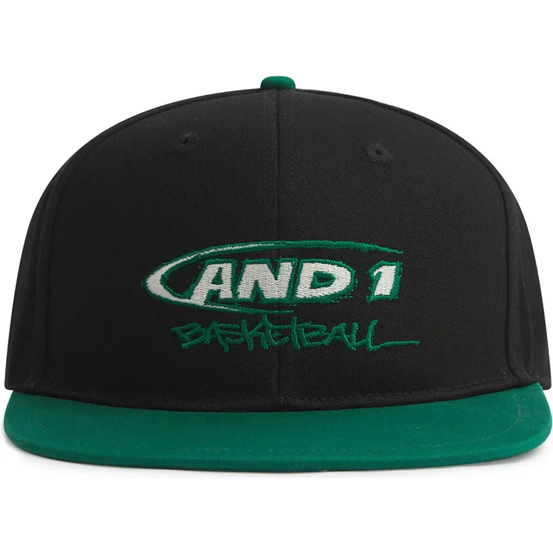cappello-piatto-nero-e-verde-snapback-graffiti-logo-di-and1
