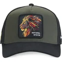 berretto-trucker-verde-e-nero-leone-natural-mystik-mys-beasts-di-capslab