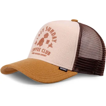 Cappellino trucker beige e marrone HFT Lazy Barista di Djinns