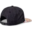 cappellino-piatto-nero-e-multicolore-snapback-per-bambino-lucky-cat-linen-rev-di-djinns