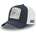 cappello-snapback-blu-navy-e-bianco-con-visiera-curva-tom-taj6-tom-looney-tunes-di-capslab