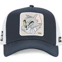 cappello-snapback-blu-navy-e-bianco-con-visiera-curva-tom-taj6-tom-looney-tunes-di-capslab