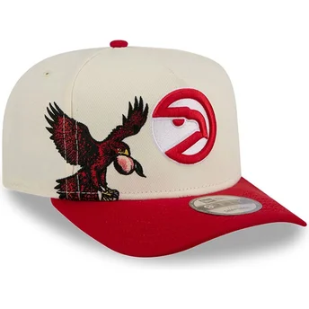 Cappellino curvo beige e rosso snapback 9FIFTY A Frame Precurved Hardwood Classics di Atlanta Hawks NBA di New Era