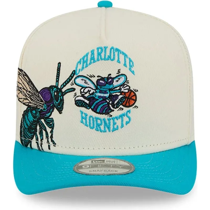 cappellino-visiera-curva-beige-e-blu-snapback-9fifty-a-frame-precurved-hardwood-classics-di-charlotte-hornets-nba-di-new-era