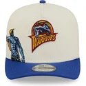 cappellino-visiera-curva-beige-e-blu-snapback-9fifty-a-frame-precurved-hardwood-classics-di-golden-state-warriors-nba-di-new-era