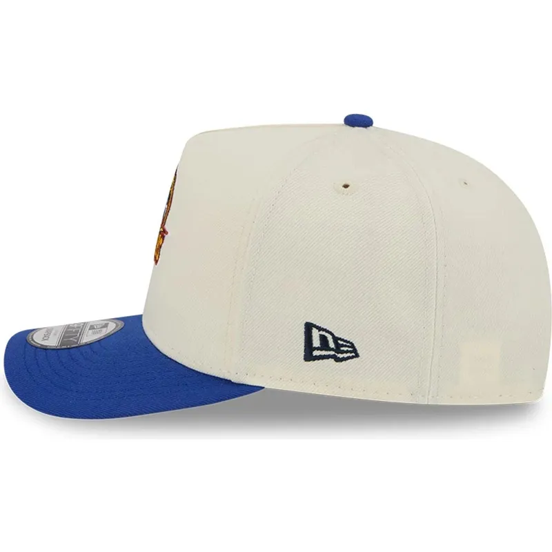 cappellino-visiera-curva-beige-e-blu-snapback-9fifty-a-frame-precurved-hardwood-classics-di-golden-state-warriors-nba-di-new-era