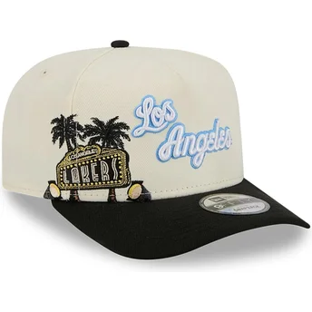 Cappellino curvo beige e nero snapback 9FIFTY A Frame Precurved Hardwood Classics dei Los Angeles Lakers NBA di New Era