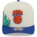 cappellino-visiera-curva-beige-e-blu-snapback-9fifty-a-frame-precurved-hardwood-classics-di-new-york-knicks-nba-di-new-era