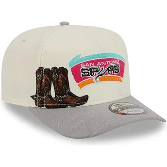 Cappellino curvo beige e grigio snapback 9FIFTY A Frame Precurved Hardwood Classics di San Antonio Spurs NBA di New Era