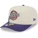 cappellino-curvo-beige-e-viola-snapback-9fifty-a-frame-precurved-hardwood-classics-di-utah-jazz-nba-di-new-era