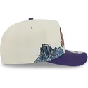 cappellino-curvo-beige-e-viola-snapback-9fifty-a-frame-precurved-hardwood-classics-di-utah-jazz-nba-di-new-era