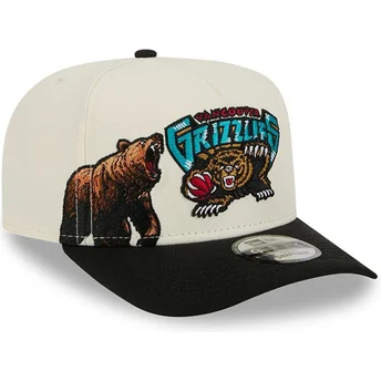 Cappellino visiera curva beige e nero snapback 9FIFTY A Frame Precurved Hardwood Classics di Vancouver Grizzlies NBA di New Era