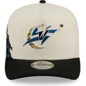cappellino-visiera-curva-beige-e-nero-snapback-9fifty-a-frame-precurved-hardwood-classics-di-washington-wizards-nba-di-new-era