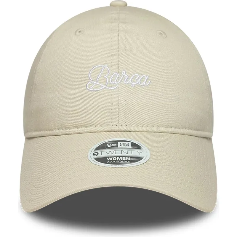 cappellino-curvo-beige-regolabile-da-donna-fc-barcellona-laliga-9twenty-wordmark-di-new-era