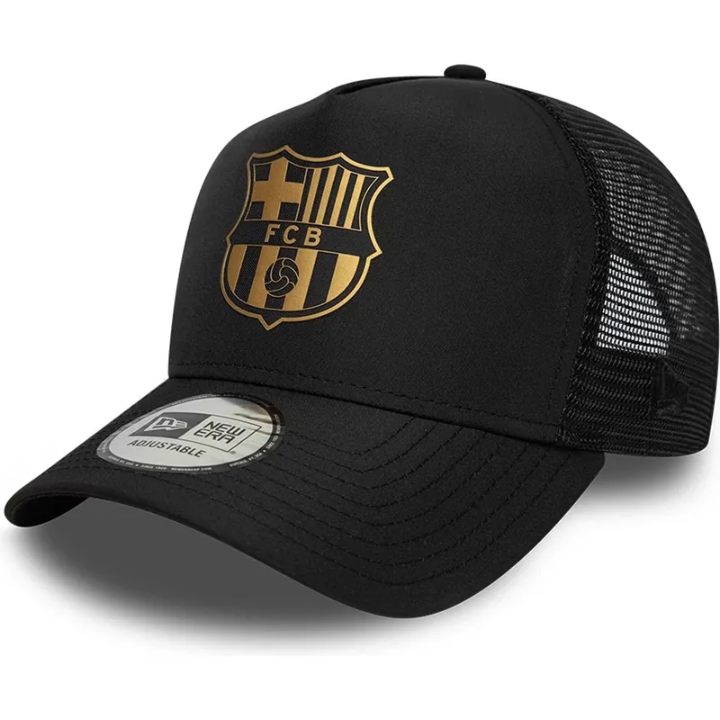 cappellino-trucker-nero-fc-barcelona-laliga-a-frame-gold-di-new-era