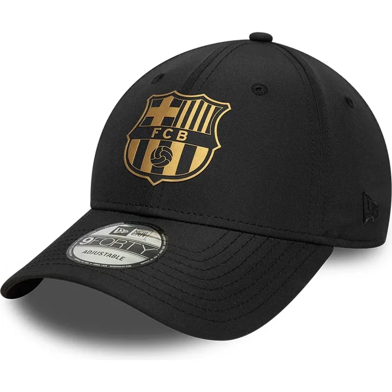 cappellino-curvo-nero-regolabile-del-fc-barcelona-laliga-9forty-gold-di-new-era