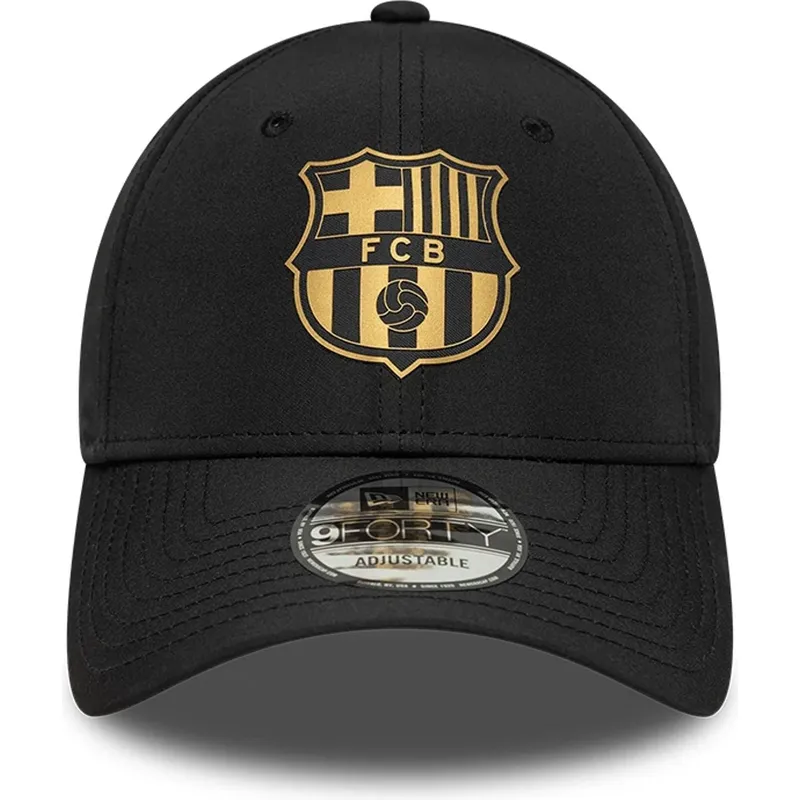 cappellino-curvo-nero-regolabile-fc-barcelona-laliga-9forty-gold-di-new-era