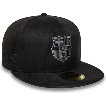 Cappello piatto nero aderente con logo nero del FC Barcelona LALIGA 59FIFTY Mes Que Un Club di New Era