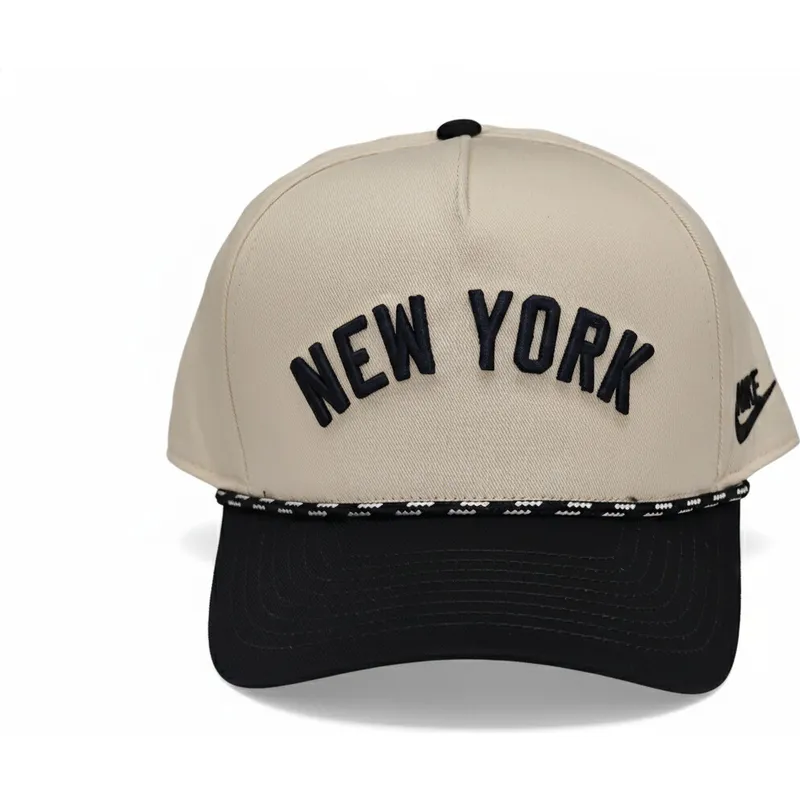 cappellino-curvo-beige-e-nero-snapback-rise-structured-dei-new-york-yankees-mlb-di-nike